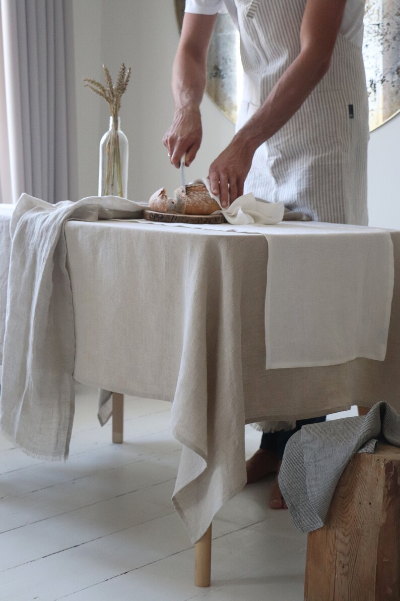 Linen table runners. Washed soft linen table runner in white. Softened linen runner. Table linens. Table decor. Handmade. image 7