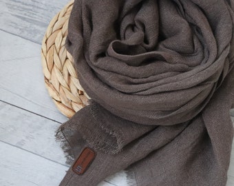 Soft linen scarf - Brown scarf - Linen scarves - Woman scarf - Man scarf - Unisex scarf - Linen gift idea