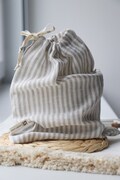 Linen Bread Bag - Striped Linen Bread Bag – Reusable Zero Waste Kitchen Storage - Kitchen Linen - Bag For Herbs product logo