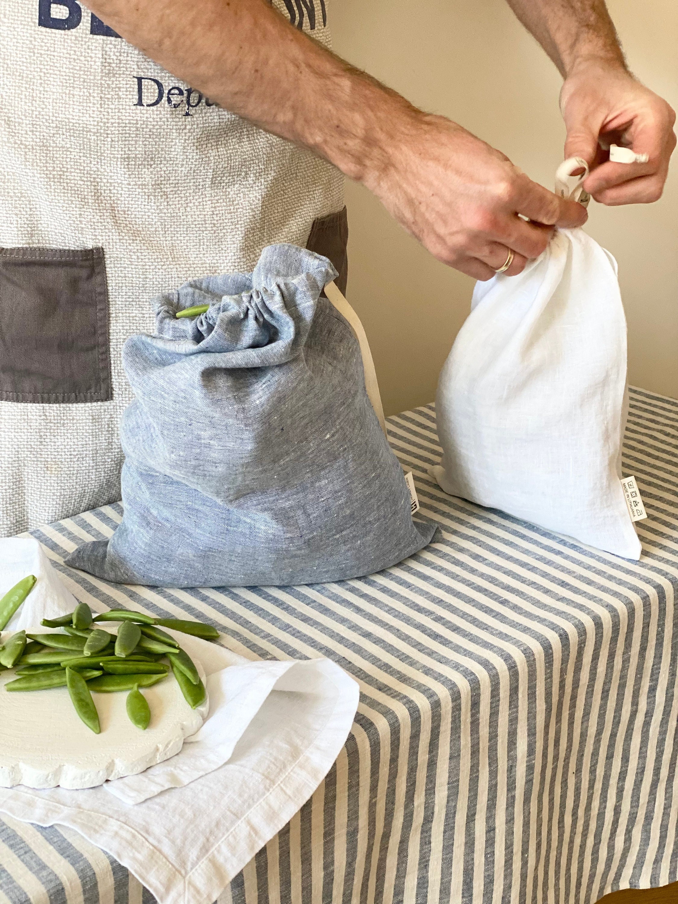 Sacs en Linge Pur - Sacs de Réutilisables Sac à Pain Zéro Déchet Naturel Gardien Plusieurs Couleurs 