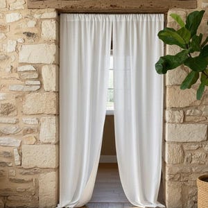 Cortinas de linho verde musgo com efeito lavado, painéis de cortina de linho com bolso para varão, cortinas de linho macias para quarto, decoração rústica para sala de estar. imagem 5
