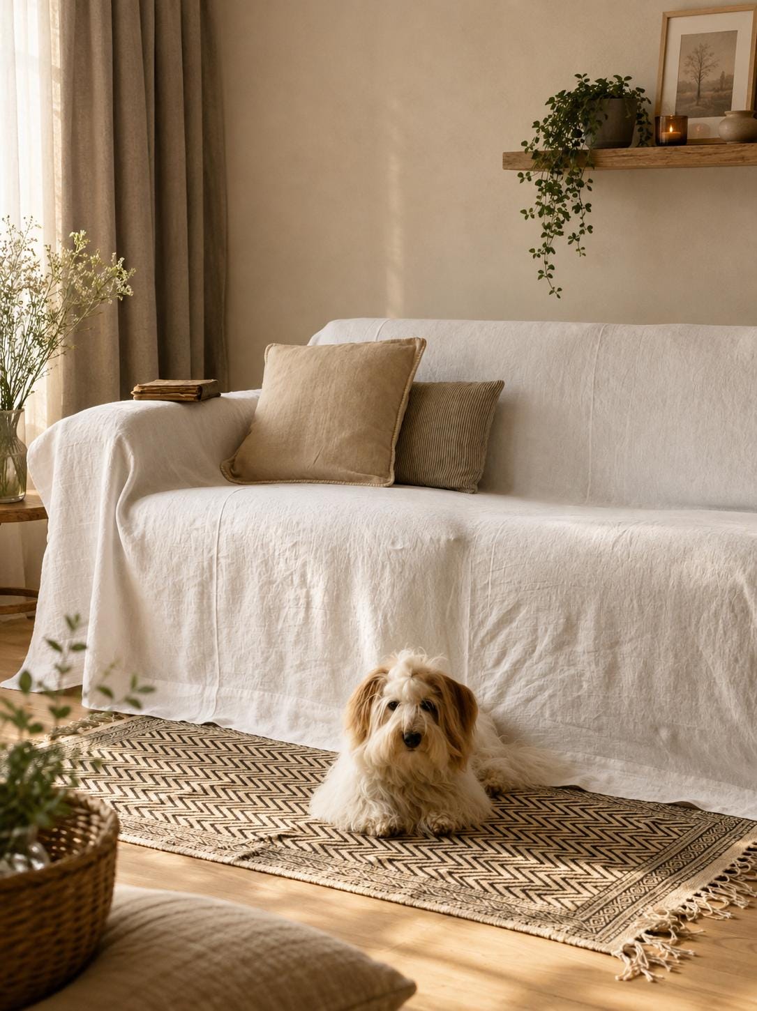 Natural Linen Couch Cover. Natural Linen Bedspread. Natural Sofa Cover. Linen Couch Throw. Linen Coverlet. Linen Slipcover for a Couch