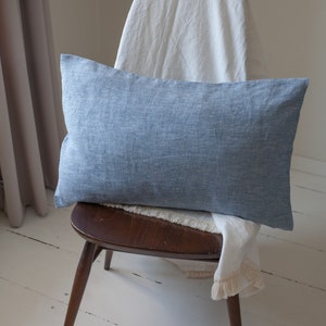 Leinen Kissenbezug. Blau melierter Leinen Kissenbezug. Weicher, stonewashed Leinen Kissenbezug. Viele Größen erhältlich.