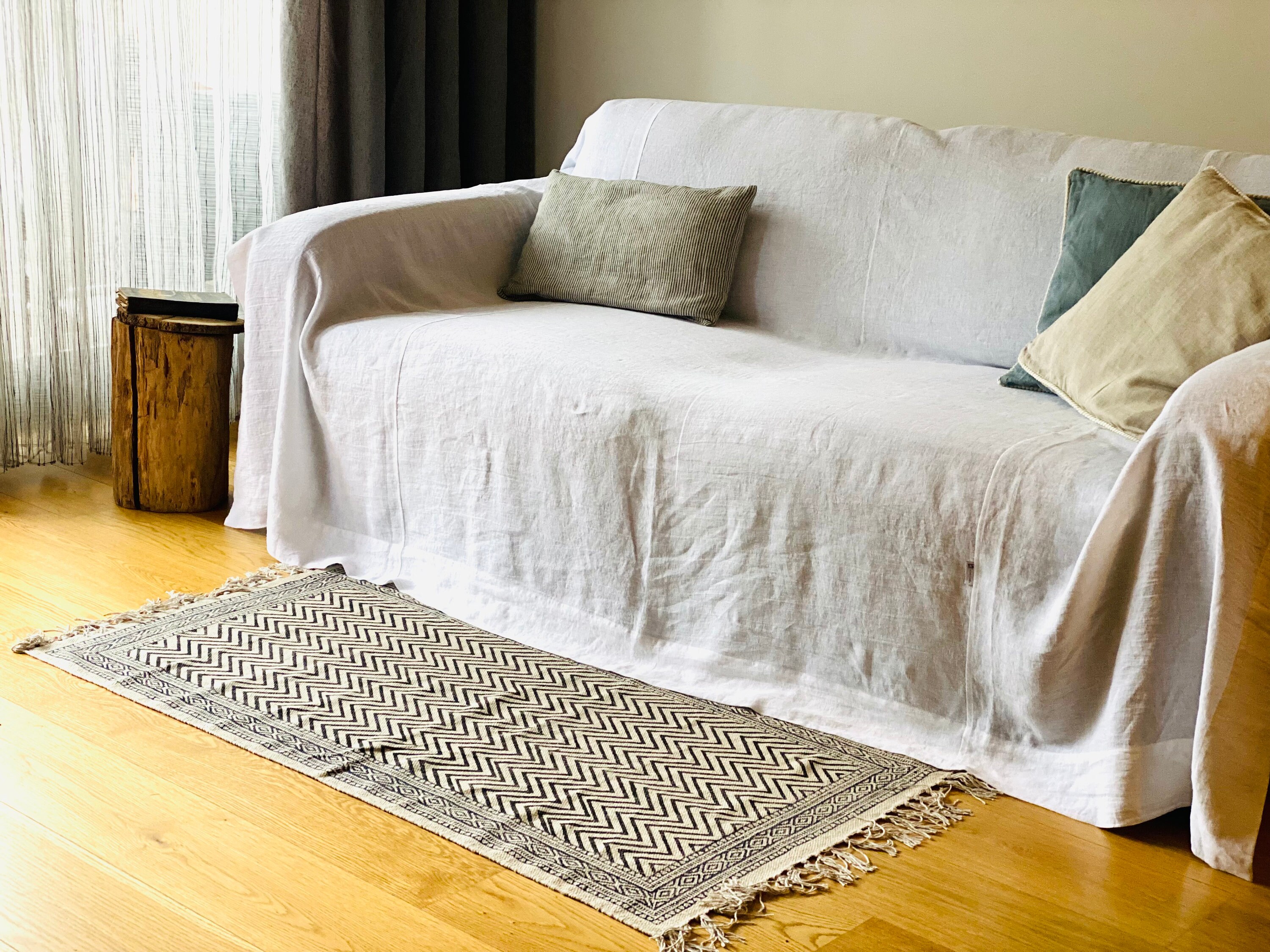 Linen Sofa Cover. Linen Couch Cover. Natural Linen Bedspread. Etsy