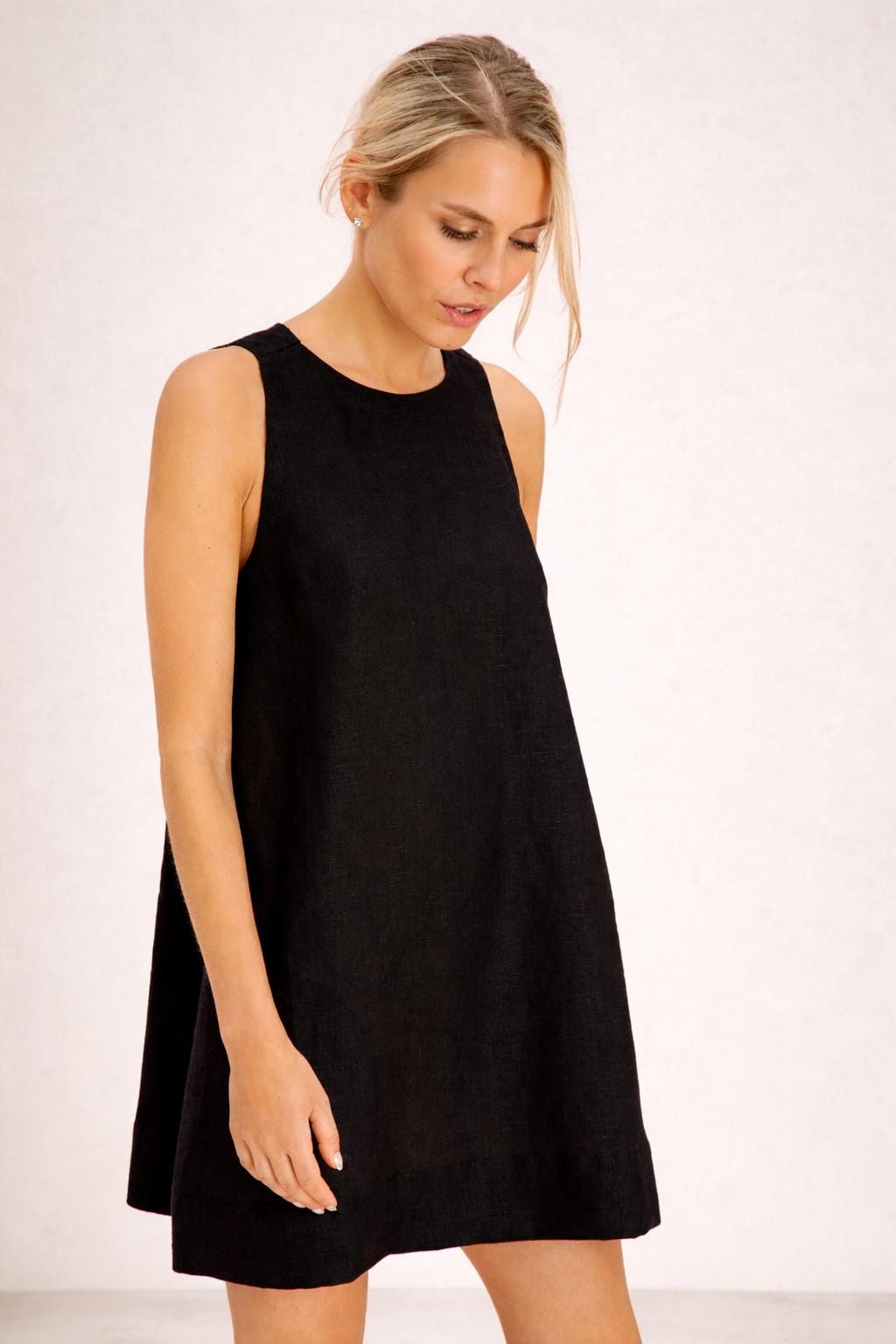 Black Linen Dress | Sleeveless Linen Mini Dress | Beach Linen Dress |  Summer Linen Clothing | Minimalist Linen Dress | Loose Fit Linen Dress -  Etsy