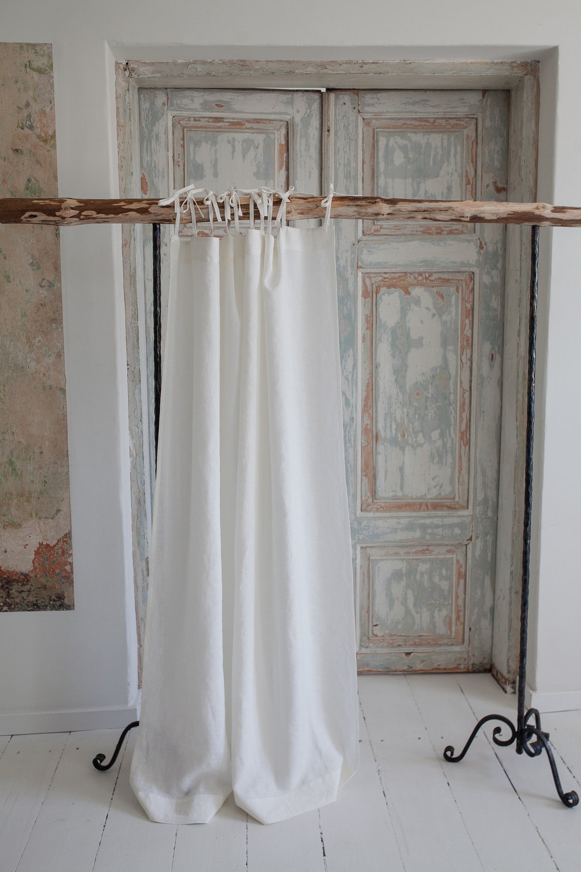 Tie Top Linen Curtain Panel. Linen Drapes. Linen Window Panel. Etsy UK