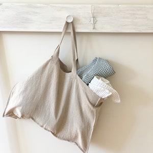 Heavy Linen Tote Bag. Linen Market Bag.  Linen Shoulder Bag. Linen Hand Bag. Linen Shopping bag. Washed Linen bag. Natural Christmas Gift.