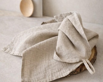 Natural Linen Tea Towel, European Stonewashed Kitchen Towel, Kitchen Linen Towel - Natural Hand Towel - Quick Drying Flax Dish Cloth