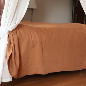 Linen bedspread Natural linen bed cover in terracotta Stonewashed linen bed throw in many sizes Linen counterpane Washed linen quilt zdjęcie 6