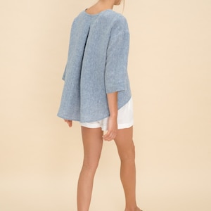 Oversized Linen Top With Sleeves. Various colors. Oversize Linen Shirt. Loose Linen Top. image 2
