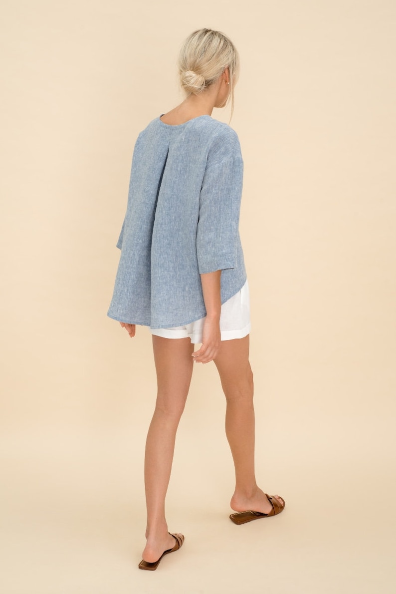 Oversized Linen Top With Sleeves. Various colors. Oversize Linen Shirt. Loose Linen Top. image 2