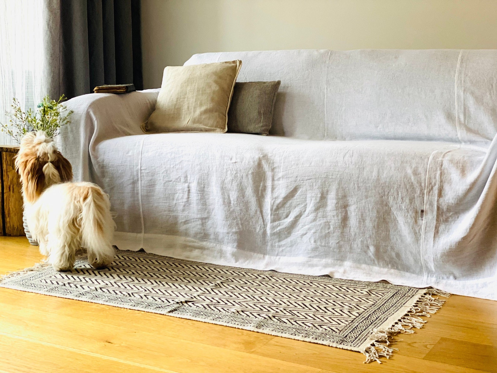 Linen Slipcover for Sofa. Linen Couch Cover. White Linen Etsy