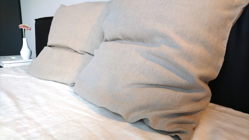 Natural Linen Pillowcase, Soft Stonewashed Linen, Envelope Closure, Natural Linen Bedding, Linen Pillow Cover image 1