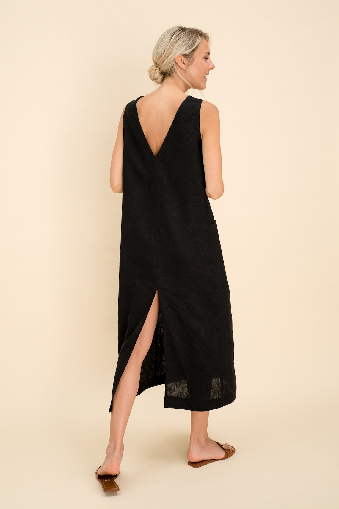 Elegant Long Linen Dress. Long Linen Dress With Big Side - Etsy