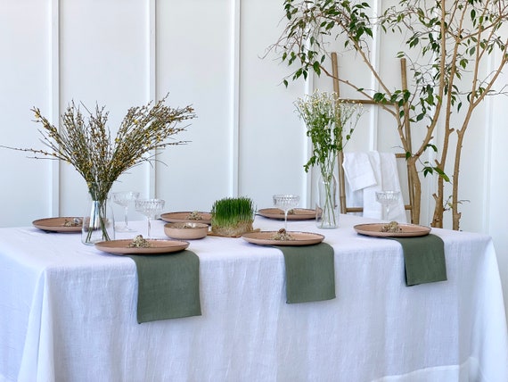 MOSS GREEN Linen Napkin Set: 2, 4, 6, 8, 10, 12 Napkins. Olive