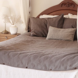 Stone Washed Linen Bedding in Gray. Linen Duvet Cover. Luxury Linen Bedding. Natural Linen Duvet Cover. image 2