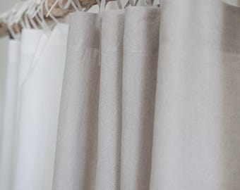 Cortinas de lino con lazos en la parte superior – Panel de cortina de lino lavado a la piedra – Cortinas de lino hechas a mano – Cortinas semitransparentes a medida – Ventana rústica bohemia