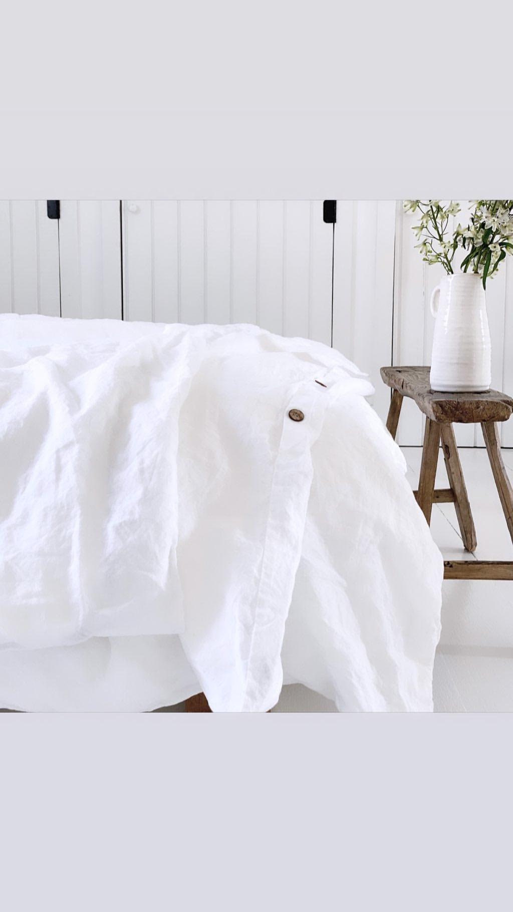 White Linen Duvet Cover. Full Queen King Size Linen Bedding. Etsy