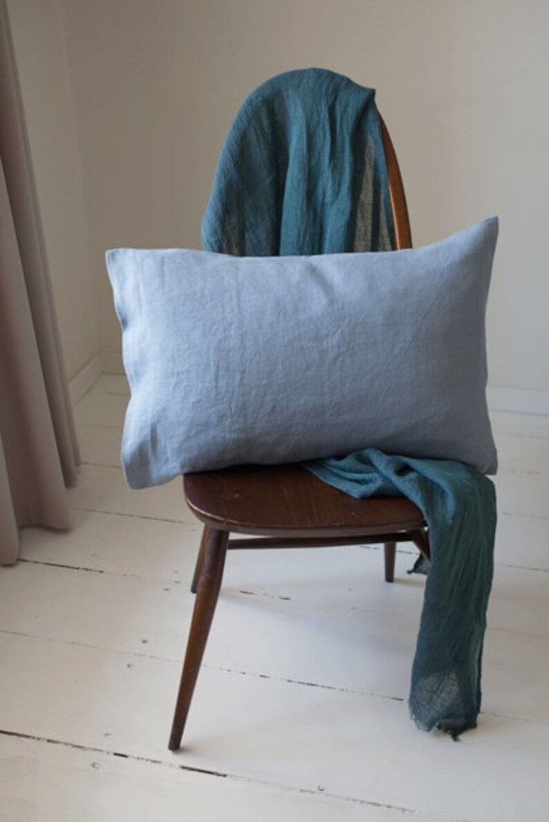 Linen Pillowcase in gray blue. Softened washed linen pillow Etsy