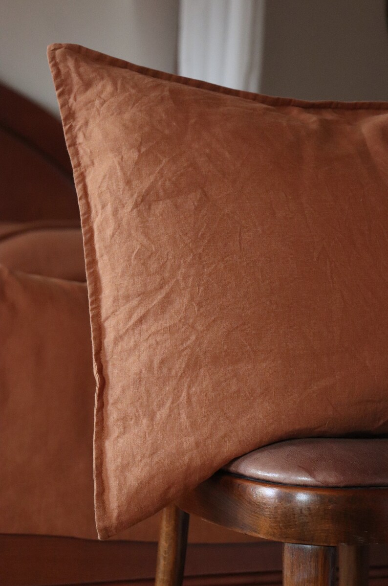 Pure linen pillow cover Terracotta linen pillowcase Etsy