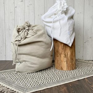 Soft Linen Laundry Bag – European Linen Storage Sack with Hanging Loop - Washed Soft Linen Laundry Bag - Washable Laundry Bags