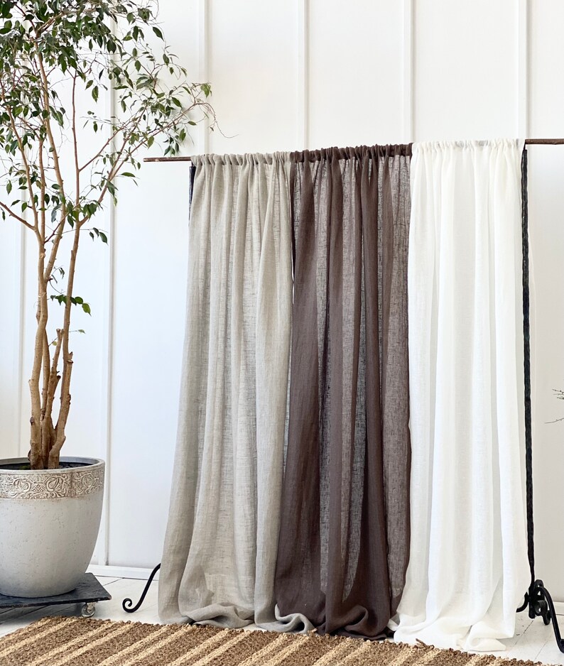 54/138 cm breit leichter Leinenvorhang, Stabtaschen Leinen Vorhang, Transparente Leinen drape, Leinen Vorhänge, Leichte Draperie Bild 6