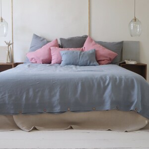 Pure linen bedding. Linen bedding SET with pillowcases. Duvet cover and 2 pillow covers. Gray blue Linen bedding. King, Queen linen bedding. image 3