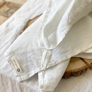 White Linen Tea Towel. Washed Linen Kitchen Towel - Natural Linen Dishcloths - Kitchen Dish Towel - Hand Towel, Guest Towel.