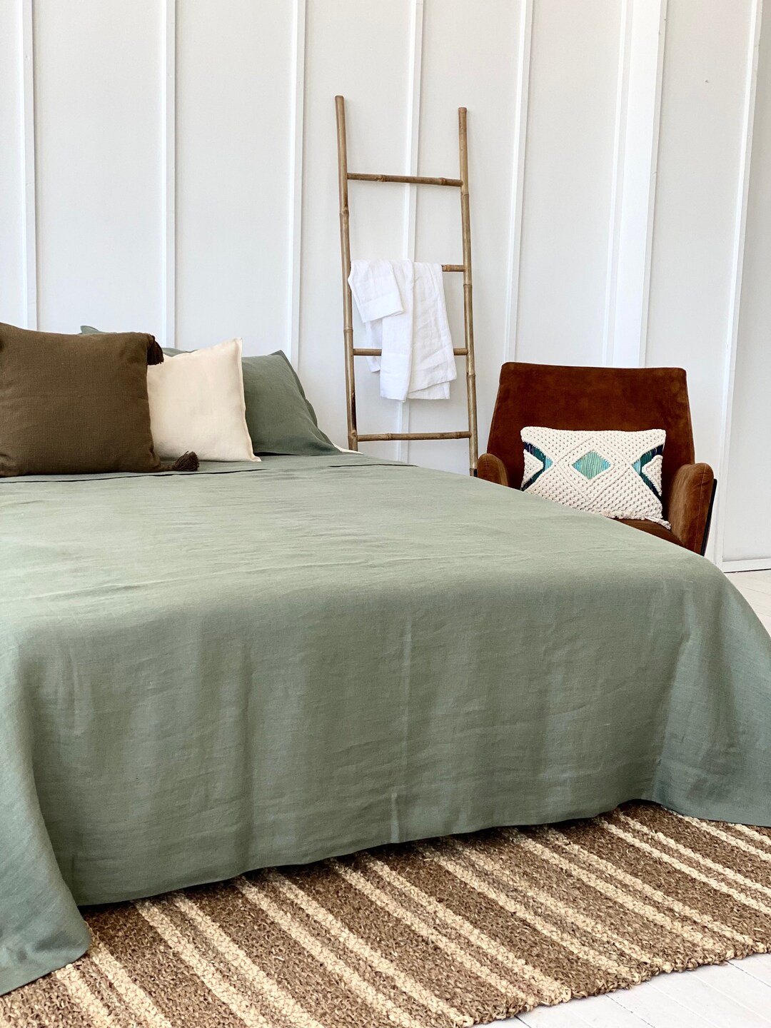 Linen Bedspread. Linen Bedding. Natural Linen Bed Cover. Linen Bed