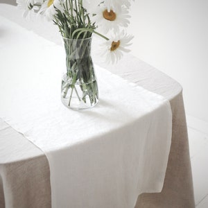 Linen table runners. Washed soft linen table runner in white. Softened linen runner. Table linens. Table decor. Handmade. image 6