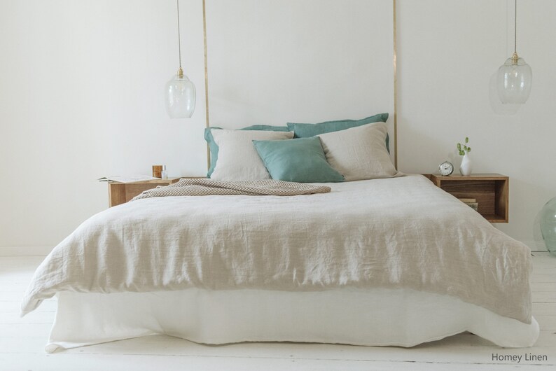 Natural Linen Pillowcase, Soft Stonewashed Linen, Envelope Closure, Natural Linen Bedding, Linen Pillow Cover image 3