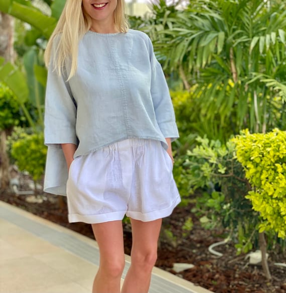 Short de lino blanco hotsell