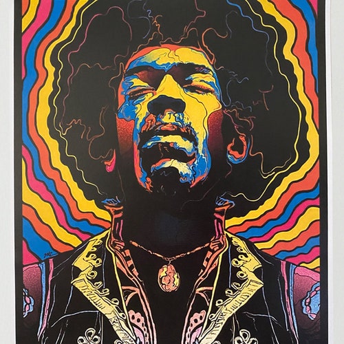 Jimi Hendrix Fine Art Print on Canvas or Rag Cotton Paper Made Etsy