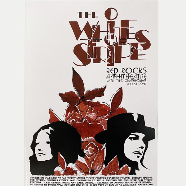 The White Stripes Concert Poster - Live at Red Rocks, CO - Artistic!