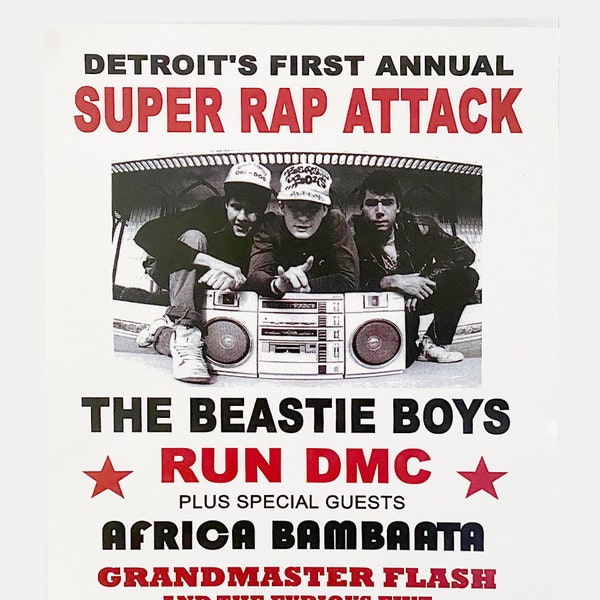 Beastie Boys, Run DMC, Africa Bambaata, Grandmaster Flash - Live in Detroit - Poster / 1987