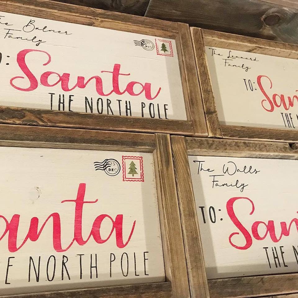 Personalized santa letter sign framed rustic sign christmas | Etsy