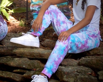 Pastel dreams joggers, tie dye joggers, pastel tie dye pants, pastel joggers, blue tie dye joggers, lavender tie dye pants, tiedye sweatpant