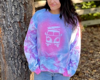 Hippie van sweatshirt, tie dye hippie van, tie dye sweatshirt, tie dye pullover, hippie pullover, hippie sweatshirt, custom tie dye pullover