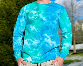 Camiseta de manga larga tie-dye, camiseta tie-dye azul, camiseta tie-dye verde, camiseta tie-dye hippie, camiseta tie-dye llamativa, camiseta tie-dye playera, tie-dye genial