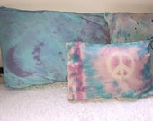 Hippie pillowcases, tie dye pillowcases, hipster pillowcases, hand dyed pillowcases, peace sign pillowcase moon pillowcase galaxy pillowcase