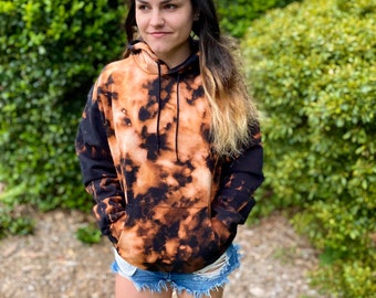 Bleach dyed hoodie, heady bleach dye hoodie, bleached hoodie, black bleach dyed hoodie, hippie bleached hoodie, bleach dye sweatshirt,