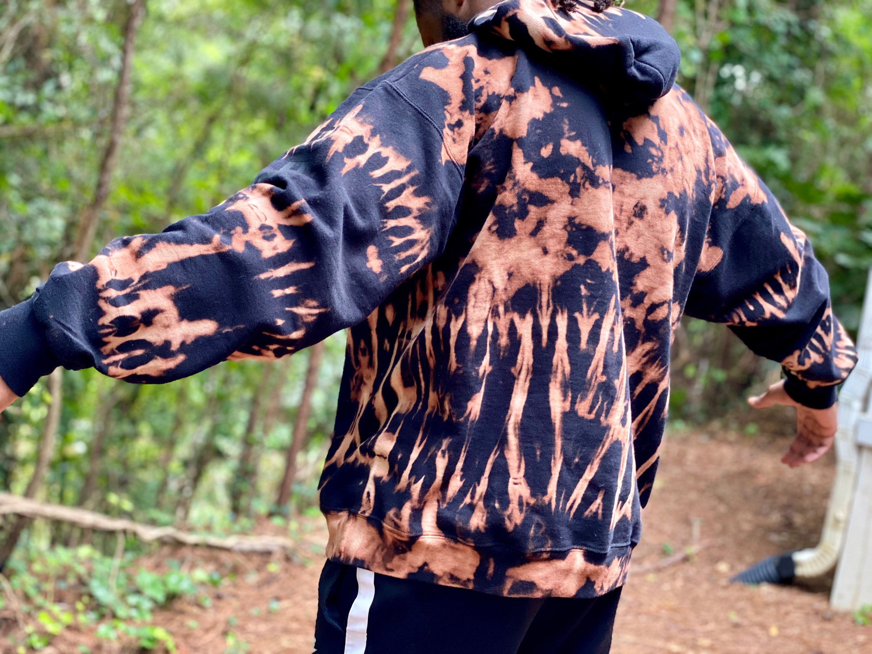 Bleach dye hoodie heady bleached hoodie stripe bleach dye Etsy
