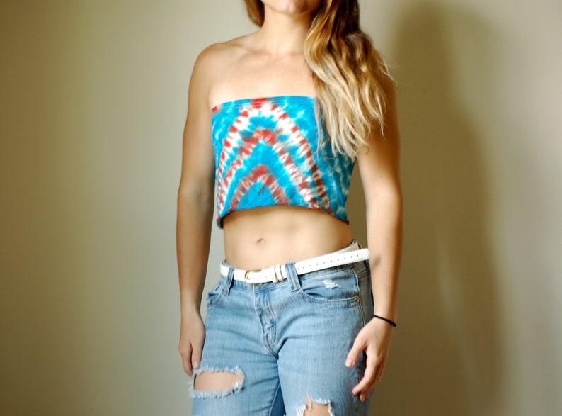 blue USA tube top red USA tube top fourth of July top Tie Dye tube top heady USA tube top hippie america tube top red america tube top