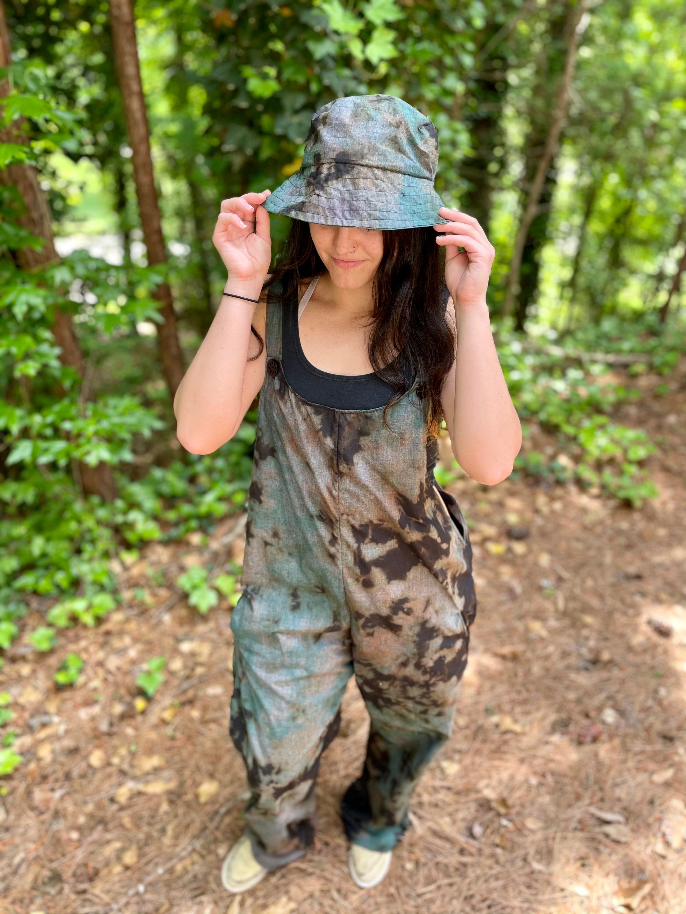 Bleach Dye Jumpsuit Set Bleach Dye Bucket Hat Heady Bleached Etsy