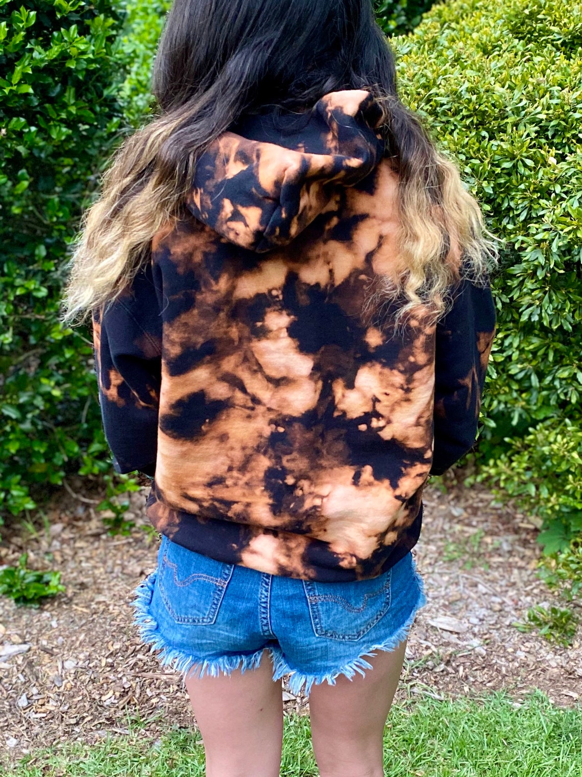 Bleach Dyed Hoodie Heady Bleach Dye Hoodie Bleached Hoodie Etsy