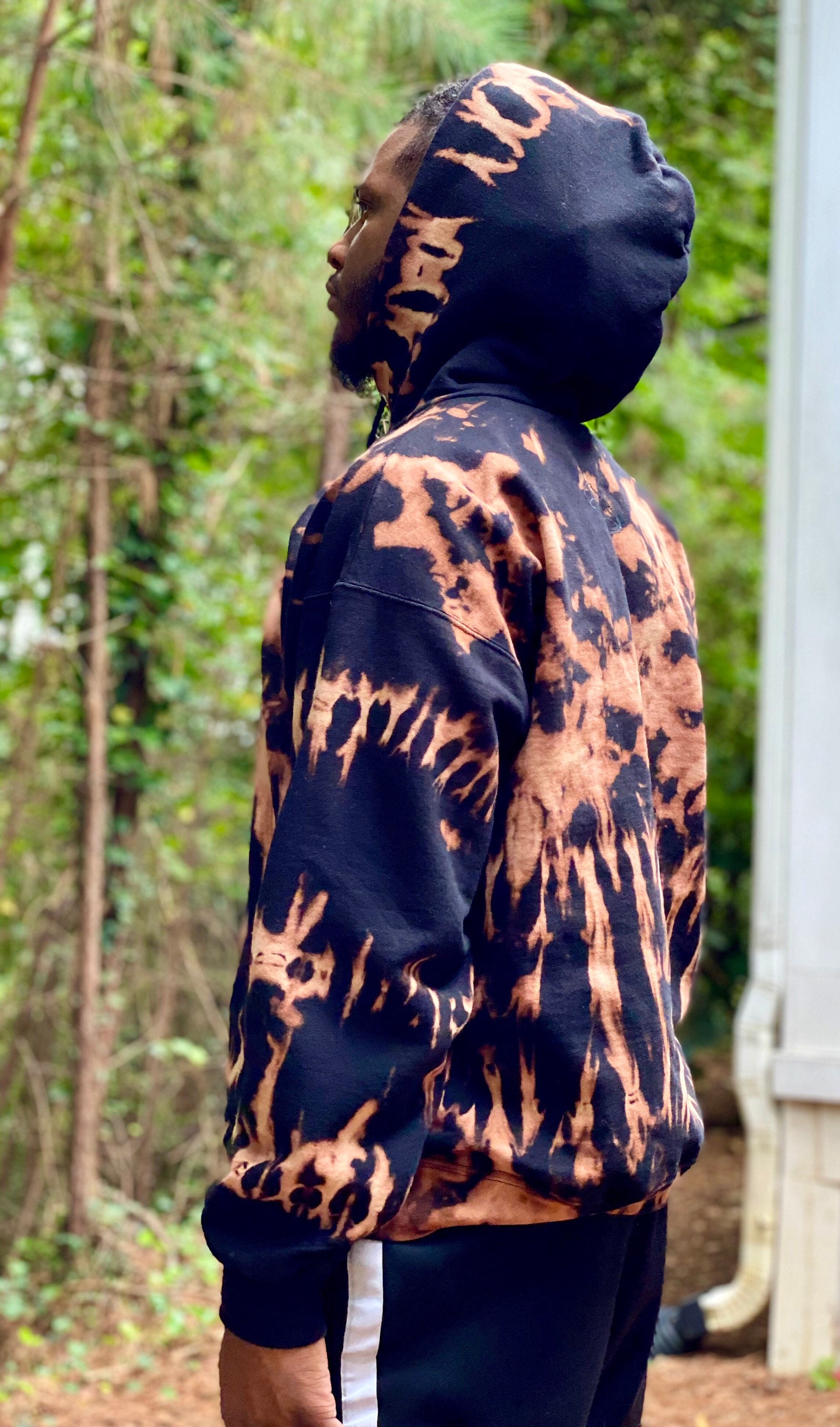 Bleach dye hoodie heady bleached hoodie stripe bleach dye Etsy