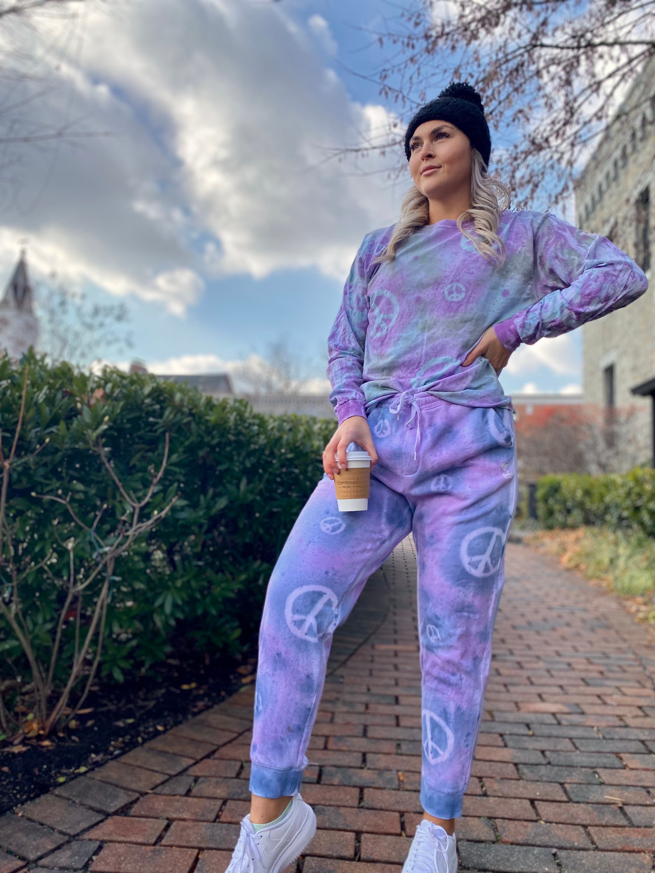 Purple tie dye jogger set hotsell