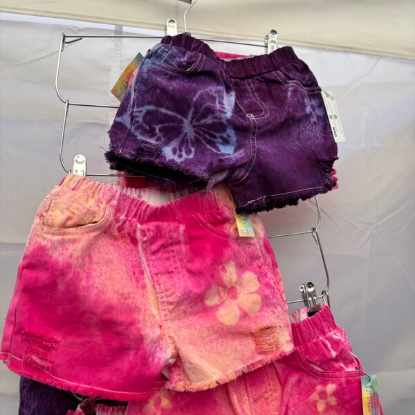 tie dye shorts, girls shorts, youth size tie dye shorts, girls jean shorts, girls denim shorts, tie dye jean shorts, tie dye denim shorts