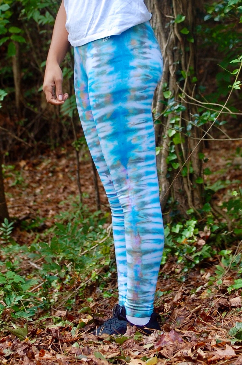 Teal hippie leggings tie dye leggings teal dyed leggings | Etsy