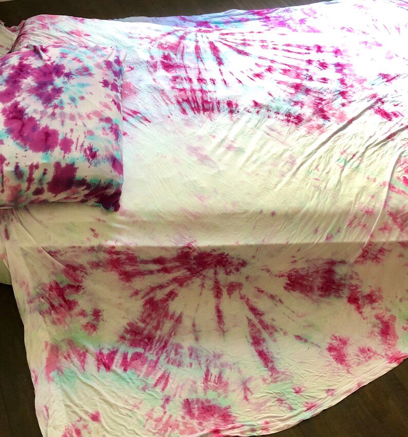 Boho Swirl Tie Dye Sheets Hippie Sheet Set Swirl Pillow Etsy